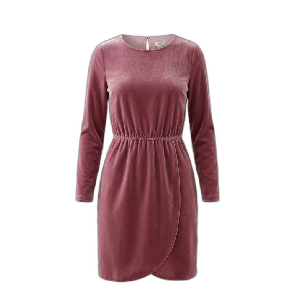 J.Crew Velvet Faux-Wrap Long Sleeve Dress Mauve Pink Size 00
